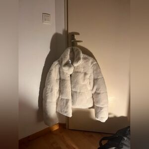 Elegant White Faux Fur Jacket